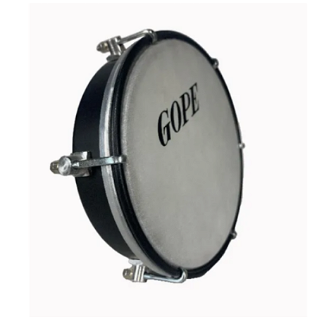 Tamborim Gope 6" Aço Pintado 6 Afin. Preto E Preto Pele Laminada 594lh