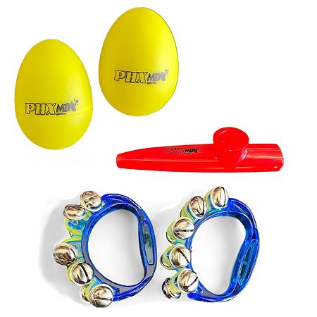 Kit Musicalização infantil Phx Infantil Ganzá M01 Ovinho Kazoo Chocalho G13