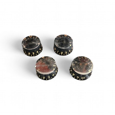 Knob guitarra Les Paul Sg preto c/ dourado kit 4 unidades 602 Ronsani