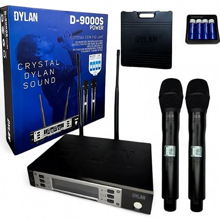 Microfone Dylan D-9000s Power duplo recarregável + 4 baterias lithium