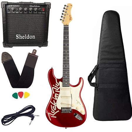Kit Guitarra Tagima Rock In Rio Guitar Vermelha + Sheldon