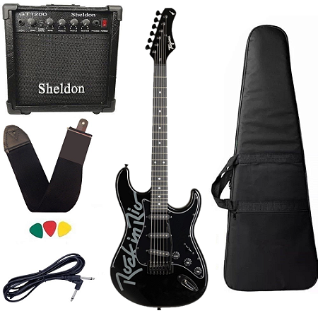Kit Guitarra Tagima Rock In Rio Preta + cubo amplificador