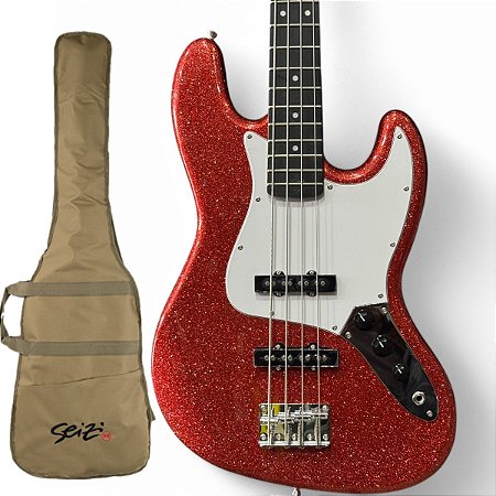 Baixo Seizi Fun Jazu (Jb) 4 Lava Red Sparkle Vermelha
