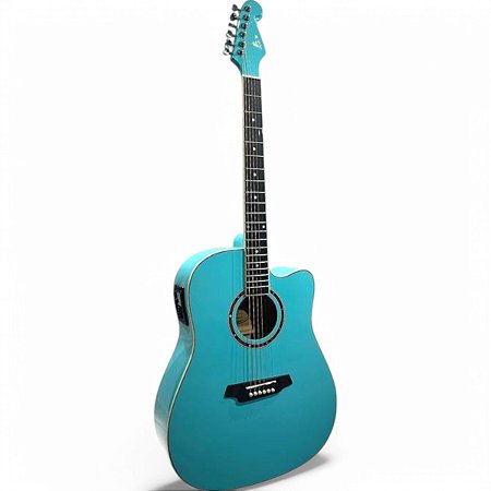 Violão Folk Marques VA-207 Azul Cutaway Aço