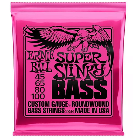 Encordoamento Ernie Ball Baixo 045-100 Super Slinky Niquel 4 Cordas P02834