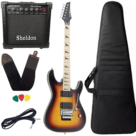 Kit Guitarra Strinberg SGS250 Sunburst Amplificador Cubo