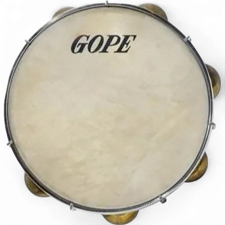 Pandeiro Gope Choro 10'' 7 Afin 30(6) Prat Latao Envern. Fer. Cromado Pele Animal