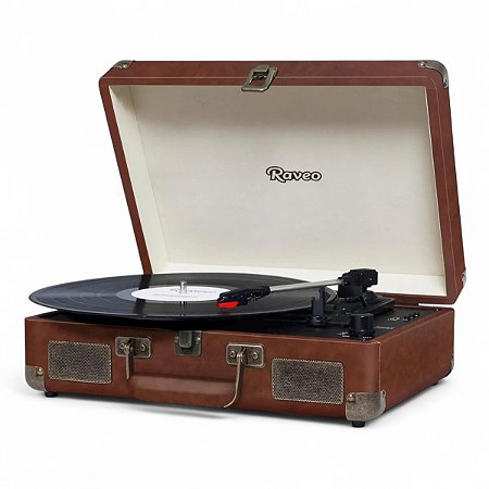 Toca Discos Vinil Lp Vintage Marrom C/ Caixa De Som Bluetooth Grava Usb