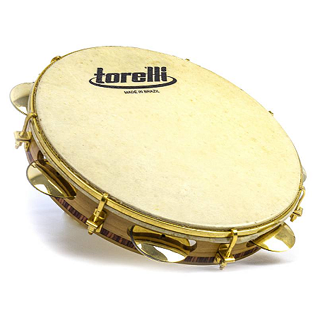 Pandeiro 10'' Torelli Corpo Madeira Macica Chorinho - Dourado Pele Animal – TP341