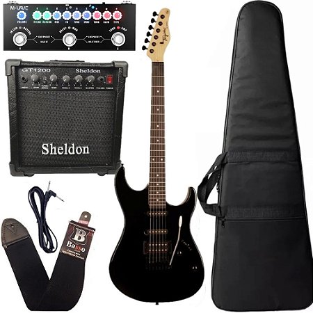 Kit Guitarra Tagima Tg510 Preto + Amplificador Pedaleira e acessórios