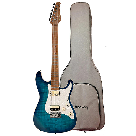Guitarra Benson Hardy Modern MD azul Chrome Black Light Blue nut osso