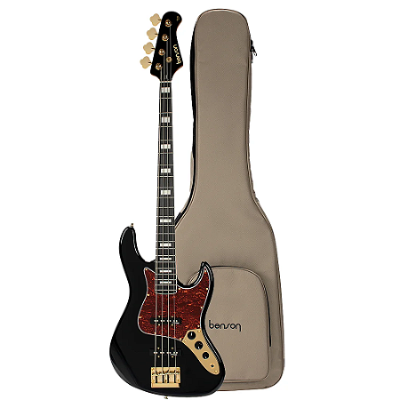 Baixo Benson Hardy 4c preto dourado Jazz Bass Alder nut osso