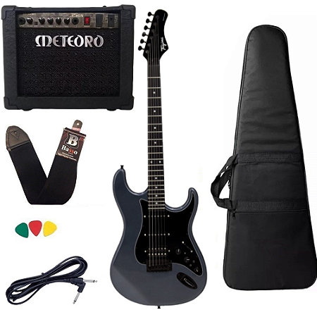 Kit Guitarra Tagima Sixmart c/ efeitos drive reverb delay fone Cubo Meteoro
