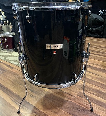 Surdo 16 profissional preto com pele nova vermelha Luen - semi novo