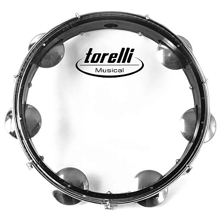 Pandeiro Injetado Torelli Pele Nylon Transparente – Preto TP348PT