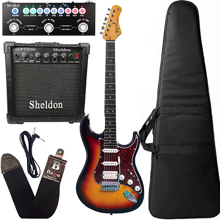 Kit Guitarra Tagima Tg540 Sunburst + Amplificador Pedaleira e acessórios
