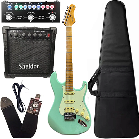 Kit Guitarra Tagima Tg540 Surf Green+ Amplificador Pedaleira e acessórios