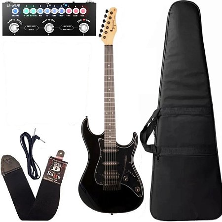 Kit Guitarra Tagima Tg520 Preto + Pedaleira e acessórios