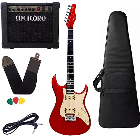 Kit Guitarra Tagima Tg-525 CA Vermelho Escudo Claro Cubo Meteoro