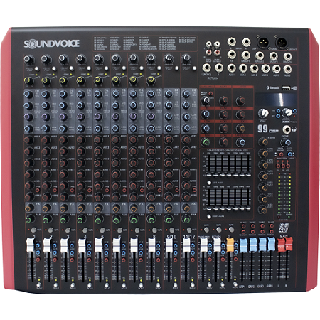 Mesa De Som 12 Canais Mp126 Profissional 6 Aux Soundvoice Bivolt
