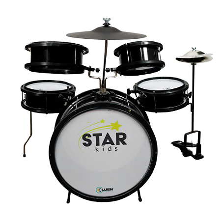Bateria Infantil Luen Star Kids Preta Pele Leitosa
