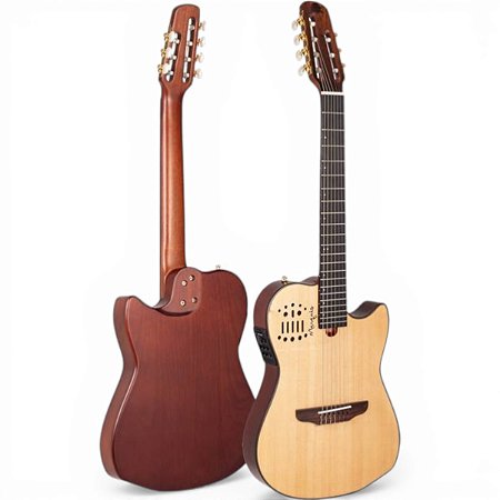 Violão Marquês VN130 Nylon 7 Cordas Semi Acústico Ativo Super Flat Cutaway Natural Fosco Maciço