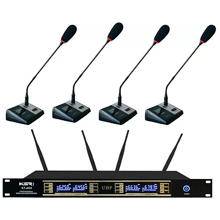 Microfone Sem Fio KSR Quadruplo KT-04C Gooseneck (40 Canais Uhf)