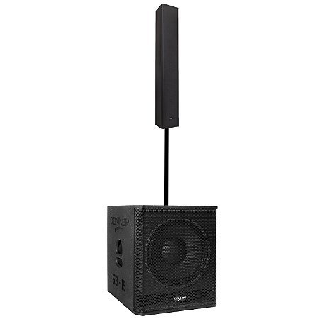 Kit Caixa Line Array Coluna Torre Donner C825 bk 8 falantes + Subwoofer 15 1500w