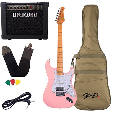 Kit Guitarra Seizi Fun Vintage Budokan Shell Pink Meteoro 35GS