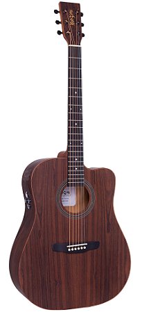 Violão Rozini RX315 Presença Brasil Folk 6c Cutaway Ativo Louro Preto Verniz Fosco Aço Eq Re-02