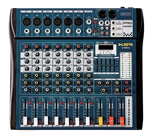 Mesa de som KSR Pro 8 canais K-M802 KMX02