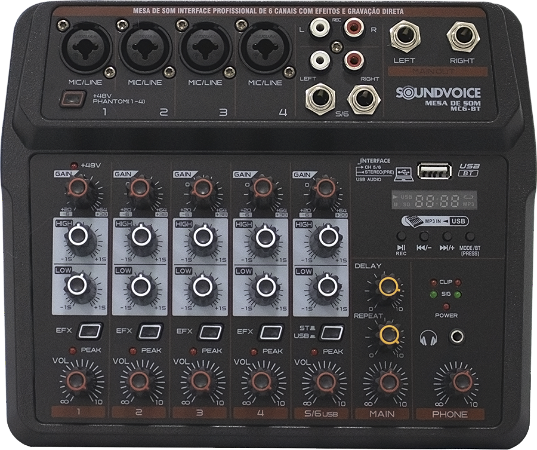 Mesa de som compacta Soundvoice MC6BT 1523