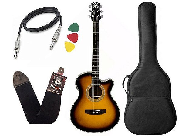 Kit Violao Eletrico Phx Aço Px188 Sunburst Bag