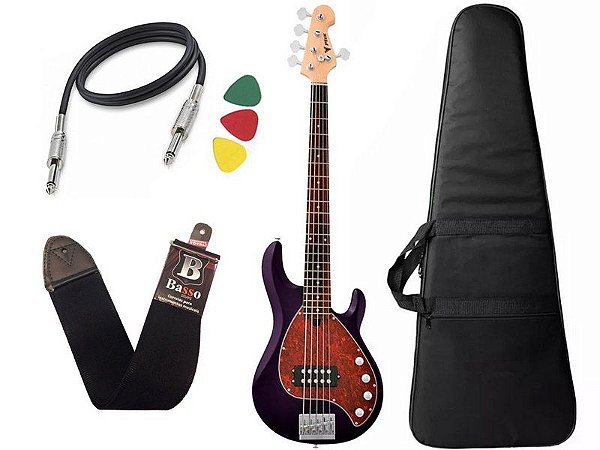 Kit Contra Baixo Phx Msr Five Msr5 Roxo Bag Capa