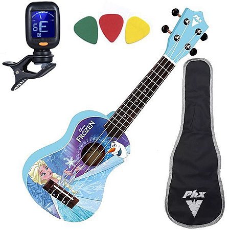 Ukulele Crianca Infantil Soprano Phx Frozen Afinador Ukpf1