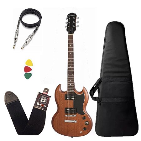 Kit Guitarra sg Epiphone E1 special Walnut Madeira capa Bag