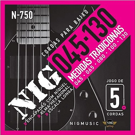 Encordoamento baixo 5 cordas Nig N-750 045 130