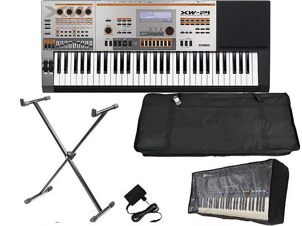 teclado sintetizador casio xw p1 61 teclas profissional + suporte pedestal + capa bag + forro