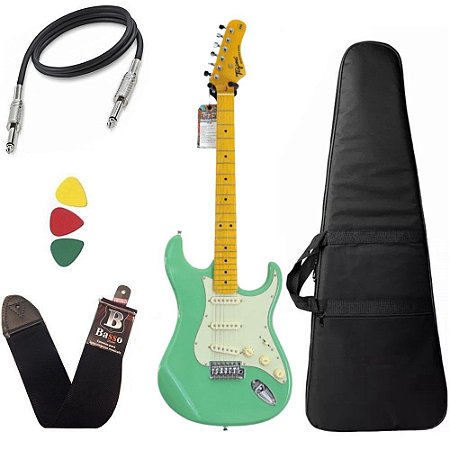 kit Guitarra Tagima TG530 Woodstock Surf Green Capa Bag