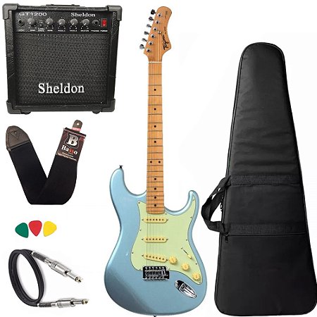 Kit Guitarra Tagima TG530 Woodstock Azul Cubo Sheldon