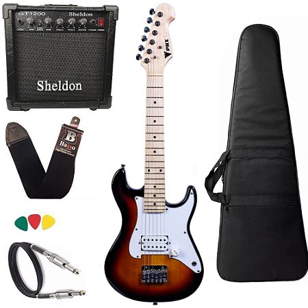 Kit Guitarra Infantil Phx Isth 1/2 Sunburst Cubo Sheldon