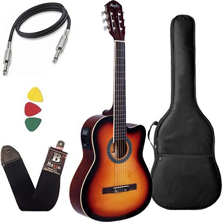 Kit Violão Tagima Memphis Ac60 sunburst Eletrico Nylon Capa