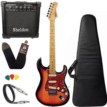 kit Guitarra Tagima TG530 Sunburst Woodstock amplificador