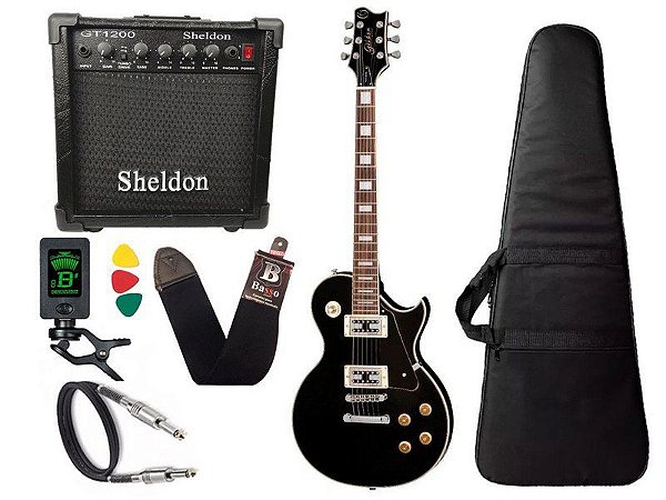 Guitarra les paul golden preto fosco gld151c stbk Cubo Sheldon