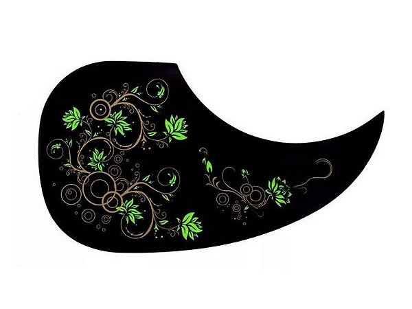 Escudo Gota Para Violão Floral verde perolado e preto