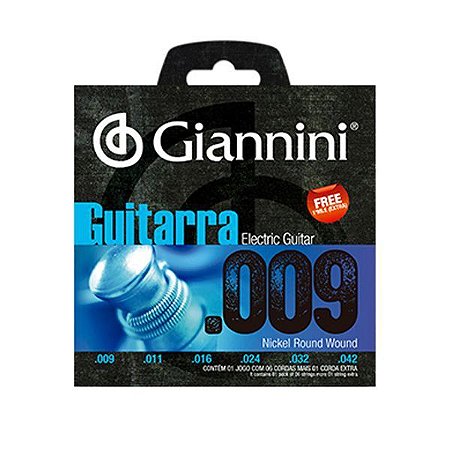 Encordoamento Cordas Giannini Guitarra Aço .009 GEEGST9
