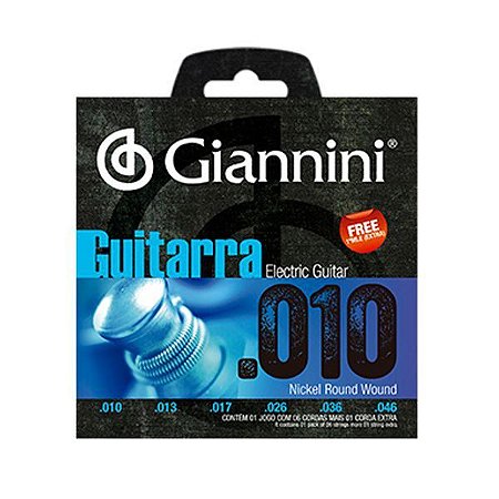 Encordoamento Cordas Giannini Guitarra Aço .010 GEEGST10