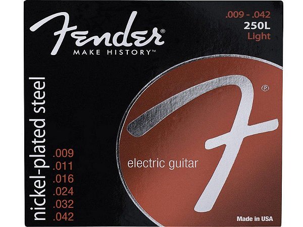 Encordoamento cordas fender Guitarra 09 aço 250L light Níquel