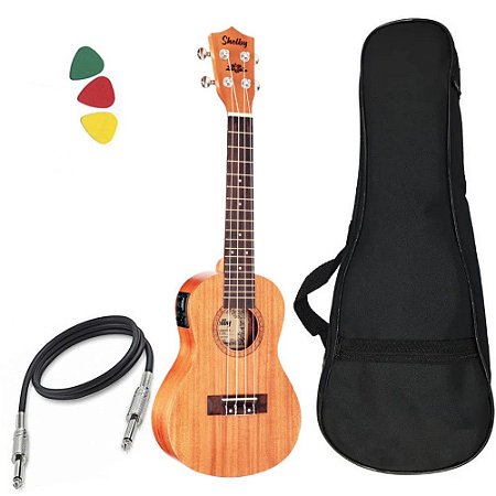 Kit Ukulele Elétrico Shelby concert Su23me Capa Bag