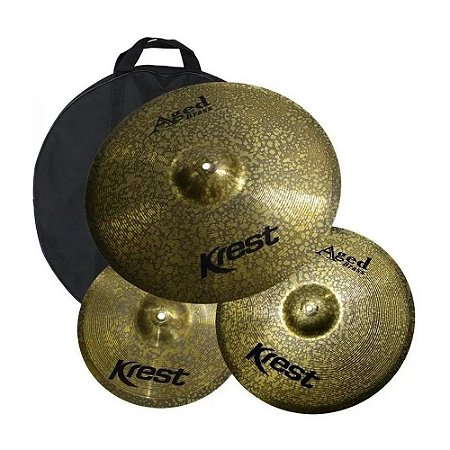 Kit Set Pratos Bateria Abset3 Aged Brass 14 16 20 Krest Bag